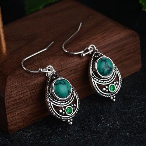 Vintage Ethnic Bohemia Earrings European and American Fashion Silver Plated Earrings Jewelry Anniversary Gifts Party Earrings