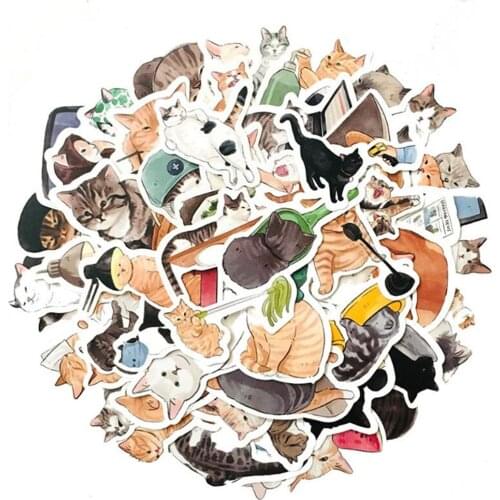 10/30/50PCS Cartoon Cute Pet Cat Diary Waterproof Graffiti Suitcase Laptop Skateboard Guitar Toy Decoration Sticker Wholesale