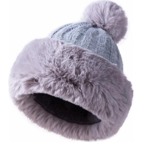 Knitted Hat Women Winter Soft Keep Warm Beanies Female Plus Velvet Fashion Pompom Knit Cap Outdoor Warm Casual Warm Hat Skulli