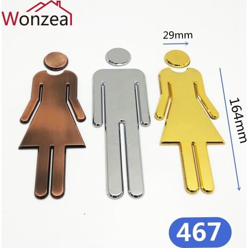 ABS resin 3D Mirror Stickers Funny WC Toilet Door Entrance Sign Men Women Bathroom Sticker Mural DIY Home Wall Door Decals