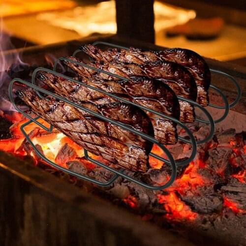 Iron BBQ Rib Rack Non-stick Steak Rack Roast Grill for Charcoal Stove