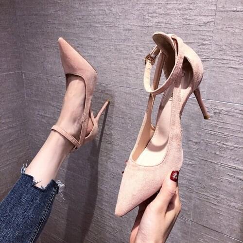 New Fashion Women Shoes Four Seasons Flock Solid 10CM High Heels Party Club Female Pumps Shoes Pointed Toe Office Career Shallow