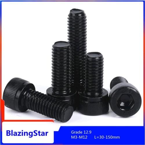 1PCS M3 M4 M5 M6 M8 M10 M12 Grade 12.9 Complete teeth Hexagon Hex Socket Head cap Allen Bolt Screw L=30-150mm
