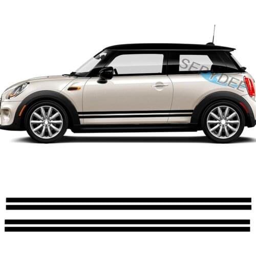 2Pcs Car Side Stripes Skirt Sticker Vinyl Film Decal For Mini Cooper S One R56 R57 R50 R52 R53 F55 F56 F57 JCW Car Accessories