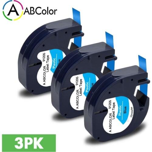 3PK 91205 Tape For DYMO LetraTag 91205 91335 91225 Label Tape 12mm Printer Ribbon For Dymo LetraTag LT-100H LT-100T Label Maker