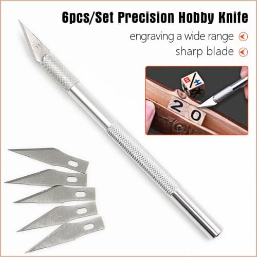 6pcs/Set Multi-Functional Metal Graver Precision Knife Handle With Blades For Arts Wood Carving Crafts PCB Repair DIY Hand Tools