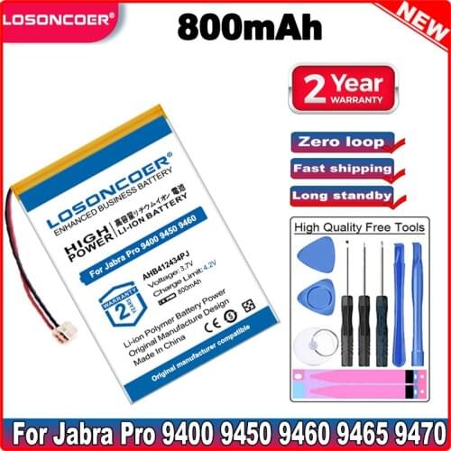 LOSONCOER 800mAh Battery 14192-00, AHB412434PJ For Jabra Pro 9400, 9450, 9460, 9465, 9470