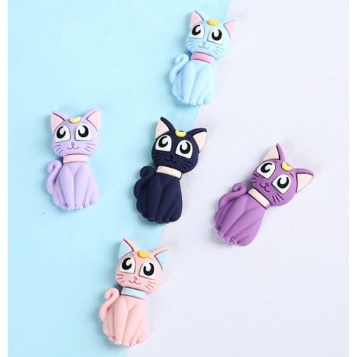 20Pcs/lot Kawaii Cartoon Cat Resin Cabochon Flatbacks Embellishments for Scrapbooking Hair Bows Accessories DIY Phone Decoration