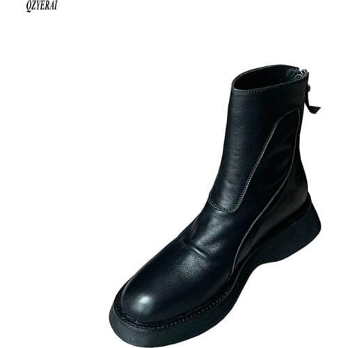 Autumn and winter Genuine leather women Martin boots Fashion boots Cow leather boots Womens shoes Size 34-40