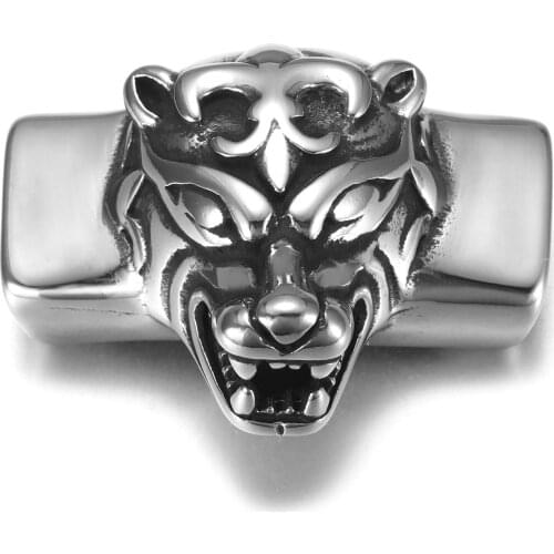 316L Stainless Steel Slider Beads Wolf Polished 12x6mm Hole Bead Slide Charm Accessories for DIY Bracelet Jewelry Making