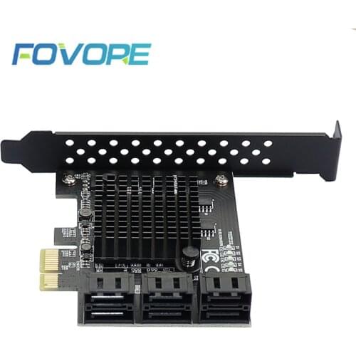 Marvell 88SE9215 chip 6 ports SATA 3.0 to PCIe expansion Card PCI express SATA Adapter SATA 3 Converter with Heat Sink for HDD