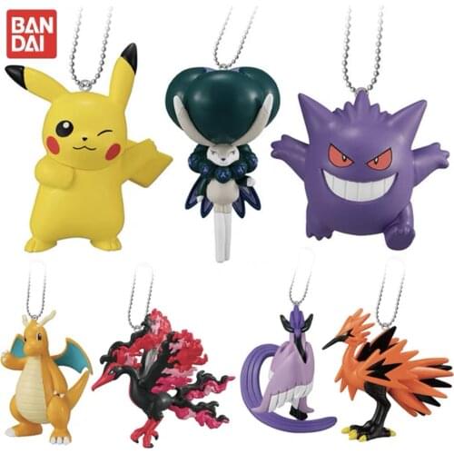 Bandai Genuine Pokemon Action Figure Gashapon Toys Pikachu Calyrex Gengar Dragonite Moltres Articuno Zapdos Cute Phone Charms