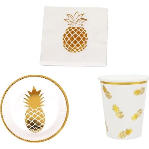 Hawaii Pineapple Party Plate paper dishes cup napkin Fruit Festival decoration Kid Wedding Party Birthday Party Tableware Supply