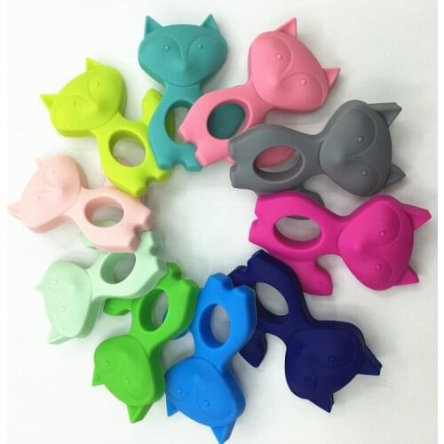 Hot 10pcs/lot Silicone Teething Fox Pendant Necklace - Safe for babies to chew, suck and love on - Animal silicone baby teether