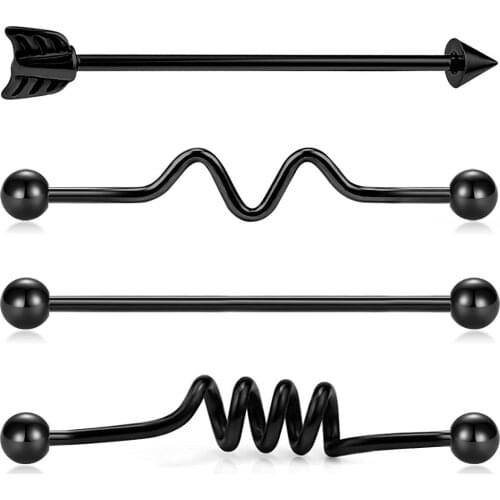 JFORYOU Mixed Color Industrial Barbell Cartilage Earring-14G 1 1/2 Inch (38mm) Surgical Steel Helix Industrial Piercing Jewelry