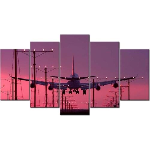 5 Piece Canvas Paintings HD Airplane Poster The Plane is Taking off Pictures Wall Art for Home Decor