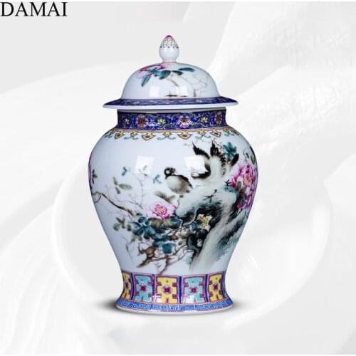 Chinese Classical Ceramic Tea Container Vintage Painted Blue and White Porcelain Crafts Desktop Teas Tins Living Room Decoration