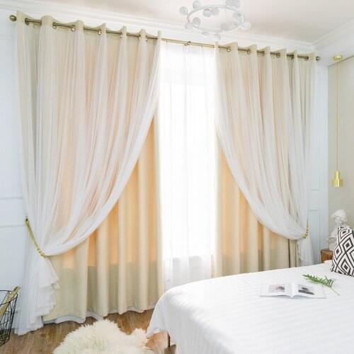 Chicity classic Blackout Curtains For Living room white Lace Double layer elegant curtain for women bedroom Decor