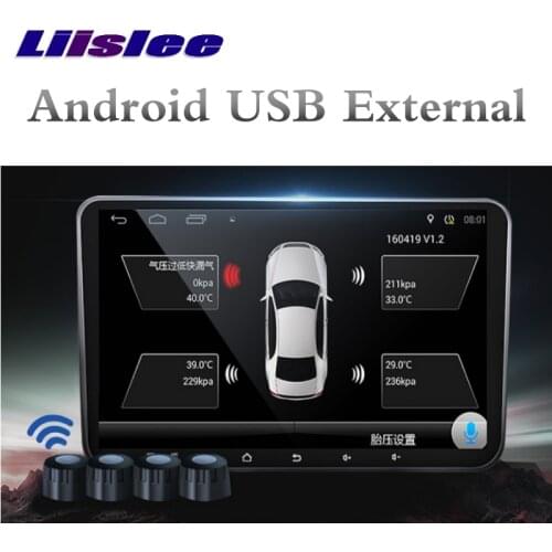 Liandlee TPMS Car Tire Pressure Accessories Monitoring System Display Sensors Android Navi Tyre Pressure Alarm USB External