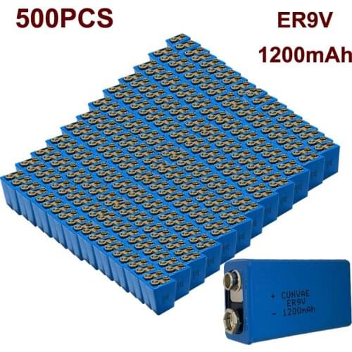 500PCS 9V 6F22 Li-ion Battery Lithium Batteries 1200mah ER9v Batteria for Digital Camera Remote Control Toys metal detector