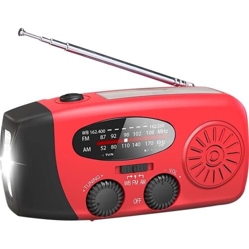 Mini Radio Multifunctional Radio Hand Crank Solar USB Charging FM AM WB NOAA Weather Radio Emergency LED Flashlight Power Bank