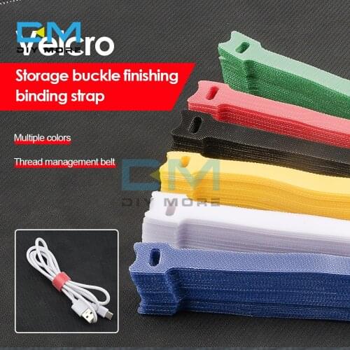 30Pcs Reusable Cable Ties Double-sided Tape Nylon Velcros T-type Cable Tie Wire Colored Computer Data Cable Strap Wire 18*1.2cm