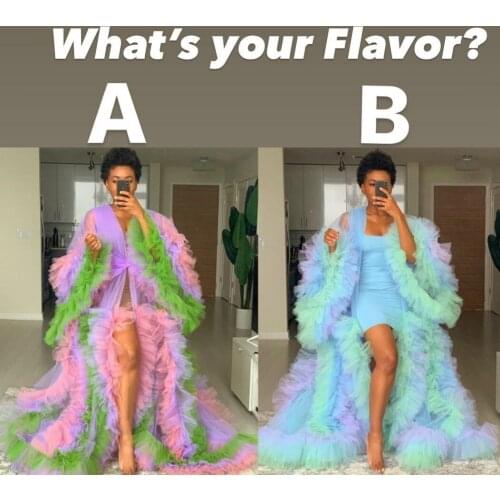 Fashion Ruffles Mix Tulle Robes Women Maternity Dress Photo Shoot Extra Puffy Sleeves Cape Robe Maternity Dresses Photography