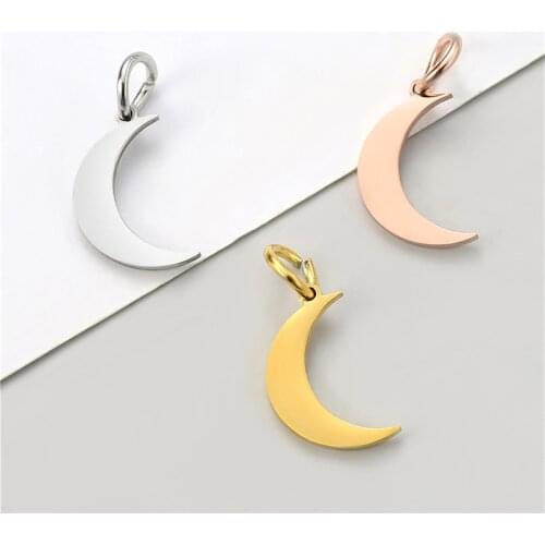 5PCS Fashion Man Jewelry Moon Pendants Earrings Bracelet Accessories DIY Charms For Necklace Stainless Steel Keychain Bag Cloth