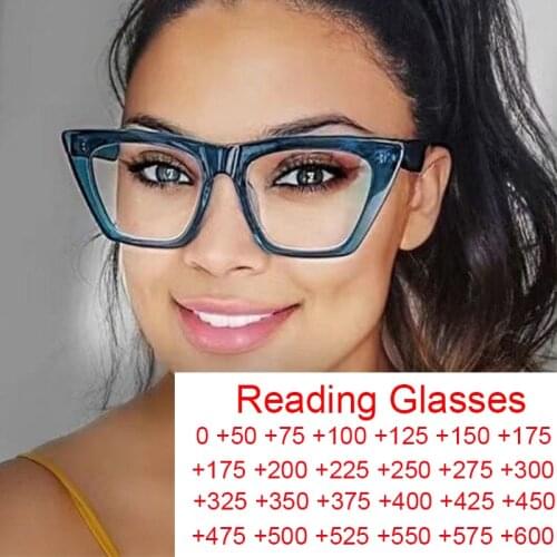 Fashion Women Cat Eye Reading Glasses Anti-blue light Finished prescription Eyewear Presbyopia Spectaclese Glasses 0 To +6.0