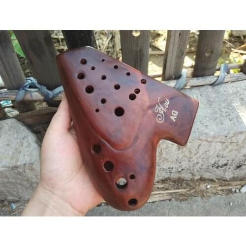 Great sound top quality smoked burn multichamber flute alto G music instrument three tubes 3-pipes AG ocarina