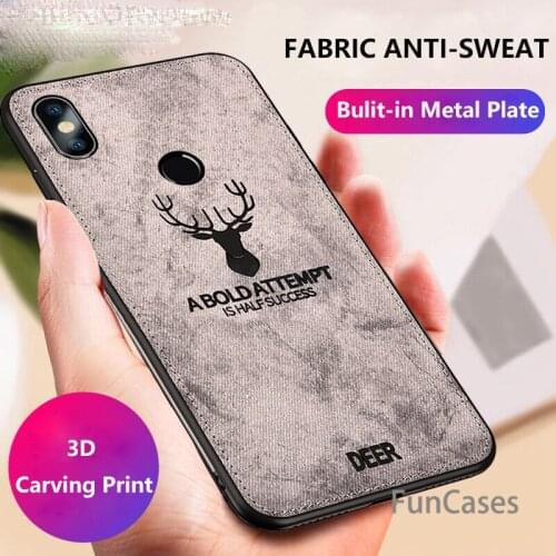 Cloth Texture Deer Soft TPU Magnetic Car Case For Xiaomi Redmi Note 5 Pro Built-in Magnet Plate Case For Xiaomi Mi 6X A2 Cover