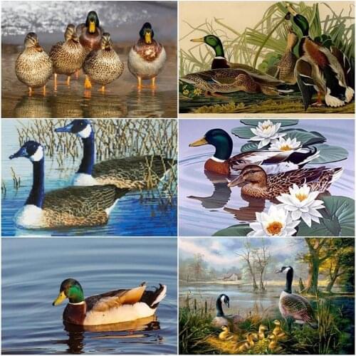 CHENISTORY Full Drill Diamond Painting Duck Picture Of Rhinestone Cross Stitch Kit 5d Diamond Embroidery Animal Mosaic Handmade