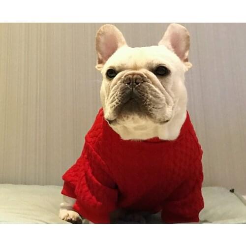 Pet Clothes Winter Warm Pug Clothes French Bulldog Clothing Poodle Pomeranian Dog Thick Solid Color Sweater Coat Outfit