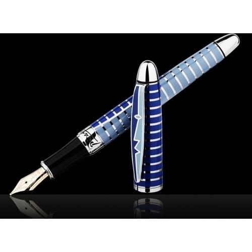 Picasso Round Dance of Flowers 10K Gold Nib Fountain Pen Sea Blue Color with Original Gift Box for Writing Gift Collection