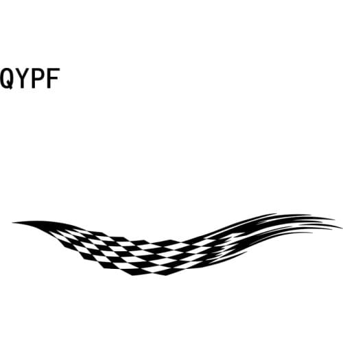 QYPF 25CM*4.8CM Fashion Car Flying Checkered Flag Sticker Vinyl Decal Black/Silver C15-0479