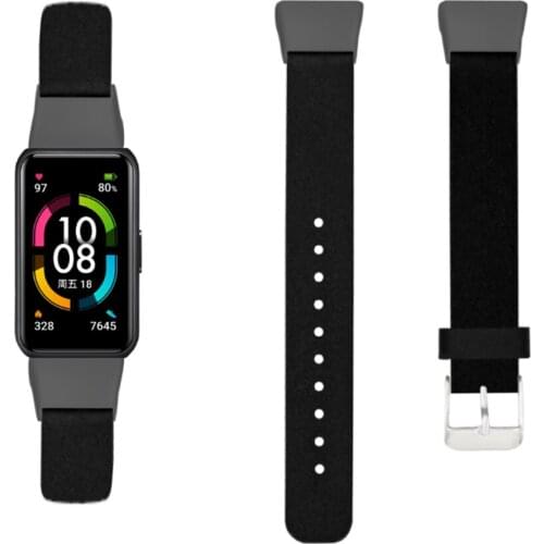 Genuine Leather Band Soft Replacement Wristband Leather Smart Watch Strap Watch Belt for Men Women Replacement for HONOR Band 6