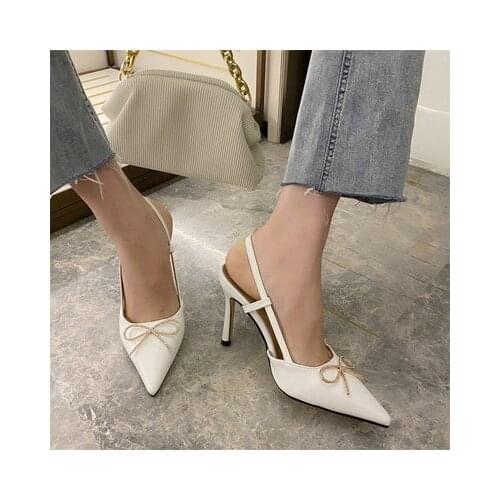 Spring Summer Designer Fashion High Heels Butterfly Knot Sandals Women Elegant Black White Slingback Dress Party Ladies Pumps