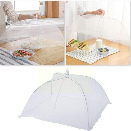 White Square Mesh Meal Cover Net Yarn Foldable Washable Anti-mosquitoes Fruit Dustproof Cover Table Inch 12/14 Vegetable Di G7K7