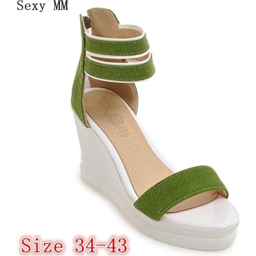 Slides Platform Sandals Women Peep Toe Shoes Summer Wedges Gladiator Sandals Woman High Heels Sandals Plus Size 34 - 40 41 42 43