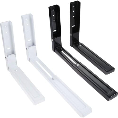 DRELD 2pcs Kitchen Microwave Foldable Oven Shelf Rack Support Frame Stretch Adjustable Wall Mount Bracket Holder Kitchen Storage