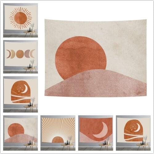 Sun and Moon Tapestry Simple Style Boho Wall Hanging Art Print Mural Background Tapestries for Bedroom Dorm Home Decor