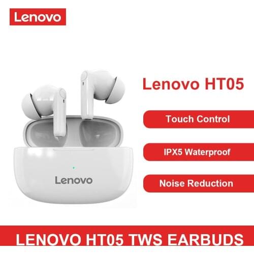 Lenovo HT05 TWS Earphone Wireless Bluetooth Headphones IPX5 Waterproof Mini Sports Gaming Headset Hifi Stereo Bass With Micphone