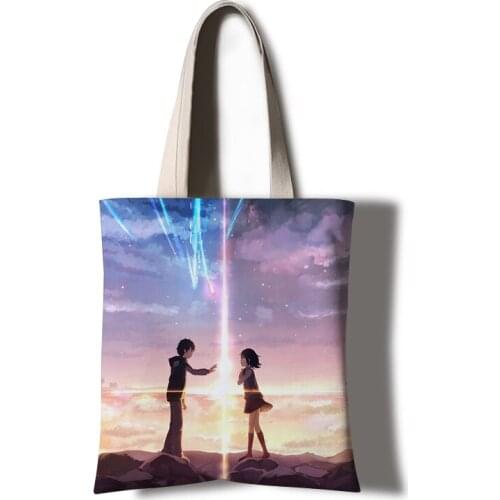 Anime Your Name Kimi No Na Wa Canvas Women Handbag Casual Large Capacity Bag Hot Female Totes Bolsas Shoulder Bag