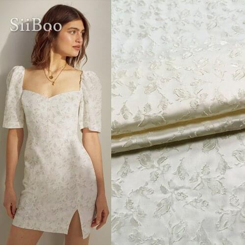 Siiboo solid color with embossed floral pattern jacquard fabric for women dress skirt Italy style sp6297