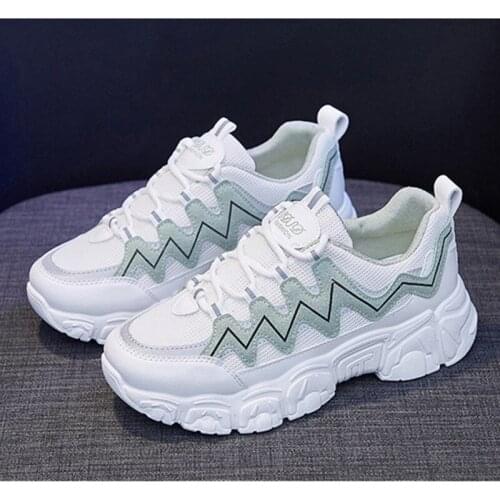 Women Casual Shoes Fashion Breathable Walking Mesh Lace Up Flat Platform Sneakers Female Tenis Thick Sole Vulcanized Shoes