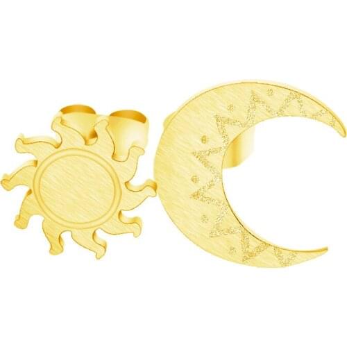 Wholesale 10pairs Sun and Moon Earrings For Women Gold Color Stud Earring Dainty jewelry