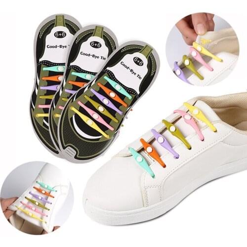 1Set Convenient Colorful Leisure Sports Shoelaces Portable Elastic Silicone Shoelaces Lazy Shoe