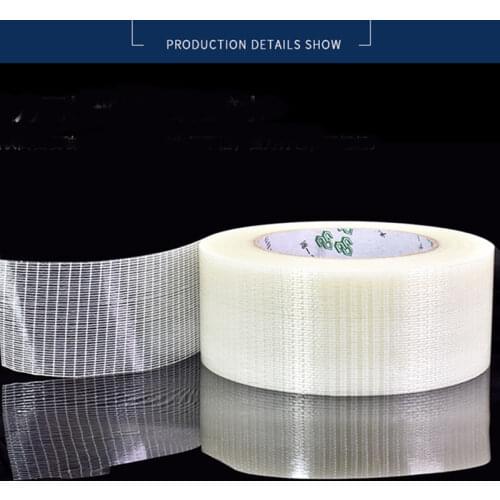 1pcs 5-20mm width *25M Grid Glass Fiber Tape Transparent Mesh Fiber Tape Width Mm Strong Single-sided Tape