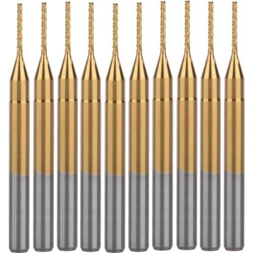 10pcs Titanium Coat Carbide 3.175X0.8X5.5mm PCB Carbide Tools, CNC Cutting Bits, Millinging Cutters
