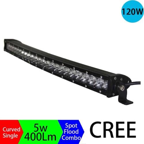 120W 3D Long Distance Super Slim Single Row Curved Work Car Light Bar Offroad Driving Lamp Auto Parts SUV UTE 4WD ATV Boat 12V